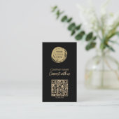 Art Deco QR-Code Firmenlogo Visitenkarte (Stehend Vorderseite)