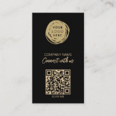 Art Deco QR-Code Firmenlogo Visitenkarte (Vorderseite)