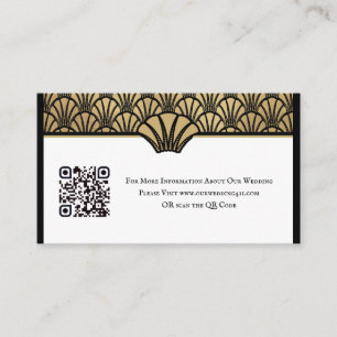 Art Deco QR Code Informationen Black Gold Hochzeit Visitenkarte