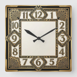 Art Deco Quadratische Wanduhr