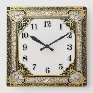 Art Deco Quadratische Wanduhr