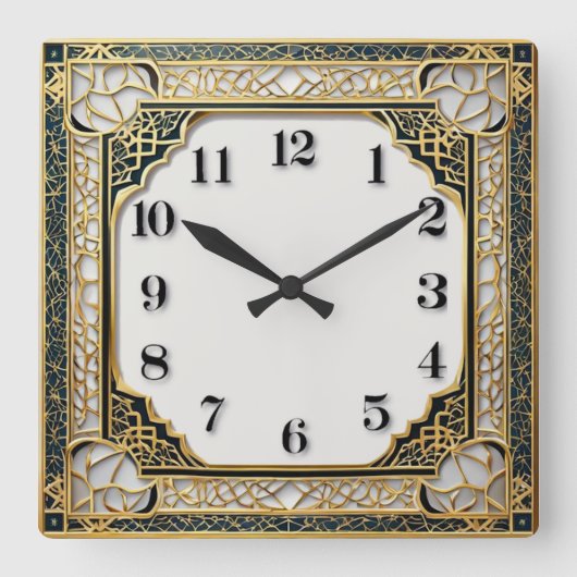 Art Deco Quadratische Wanduhr (Vorderseite)