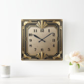 Art Deco Quadratische Wanduhr (Zuhause)