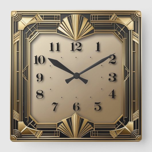 Art Deco Quadratische Wanduhr (Vorderseite)