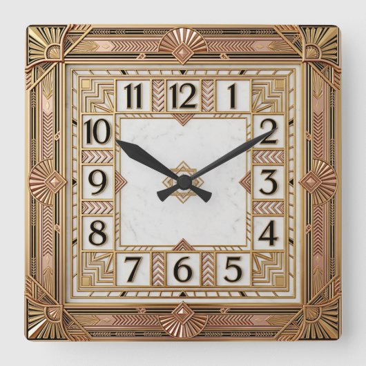 Art Deco Quadratische Wanduhr (Vorderseite)