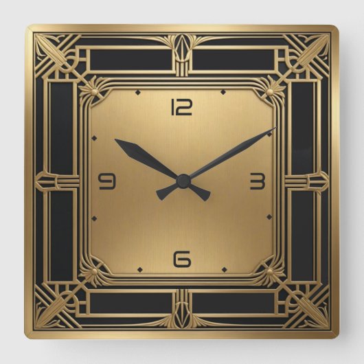 Art Deco Quadratische Wanduhr (Vorderseite)