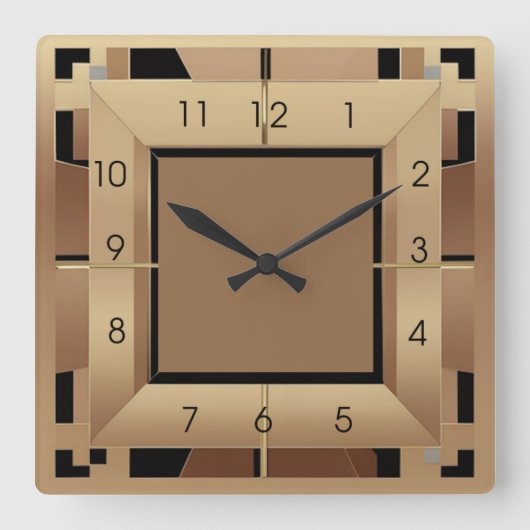 Art Deco Quadratische Wanduhr (Vorderseite)