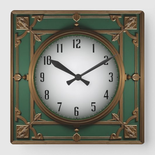 Art Deco Quadratische Wanduhr (Vorderseite)