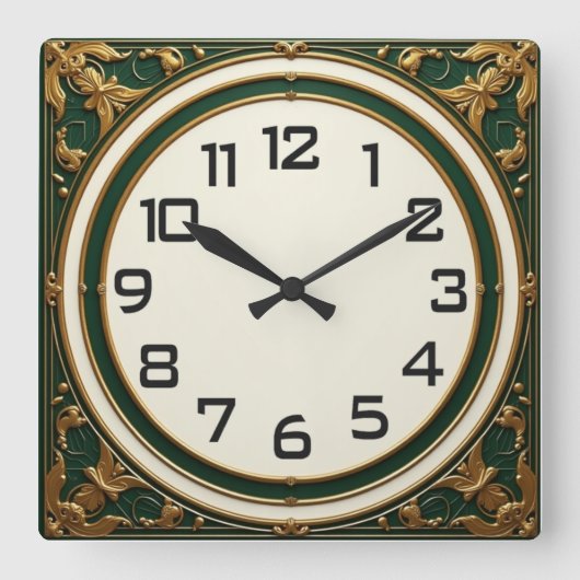 Art Deco Quadratische Wanduhr (Vorderseite)
