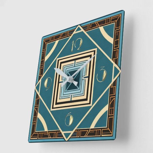 Art Deco Quadratische Wanduhr (Winkel)
