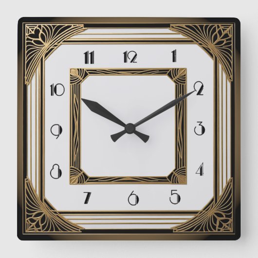 Art Deco Quadratische Wanduhr (Vorderseite)