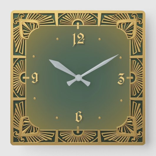 Art Deco Quadratische Wanduhr (Vorderseite)