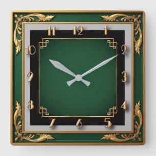 Art Deco Quadratische Wanduhr