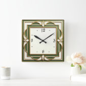 Art Deco Quadratische Wanduhr (Zuhause)