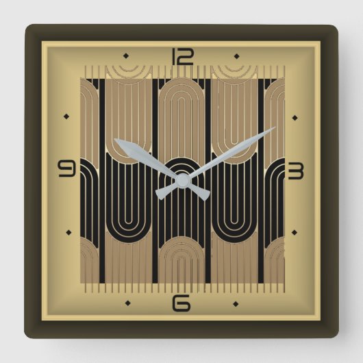 Art Deco Quadratische Wanduhr (Vorderseite)