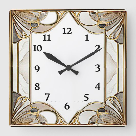 Art Deco Quadratische Wanduhr (Vorderseite)