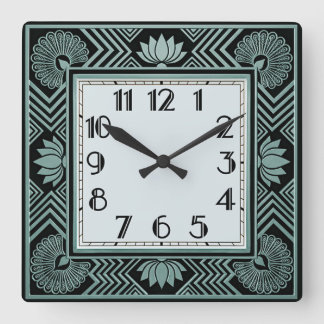 Art Deco Quadratische Wanduhr