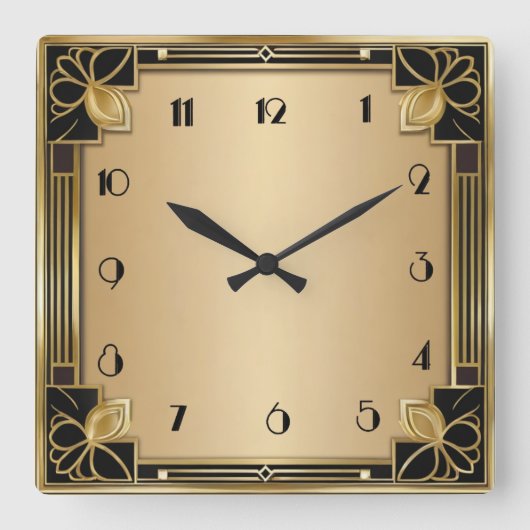 Art Deco Quadratische Wanduhr (Vorderseite)