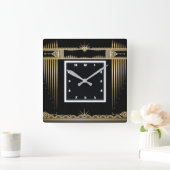 Art Deco Quadratische Wanduhr (Zuhause)