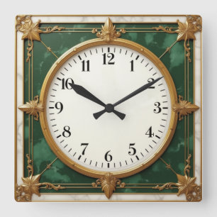 Art Deco Quadratische Wanduhr