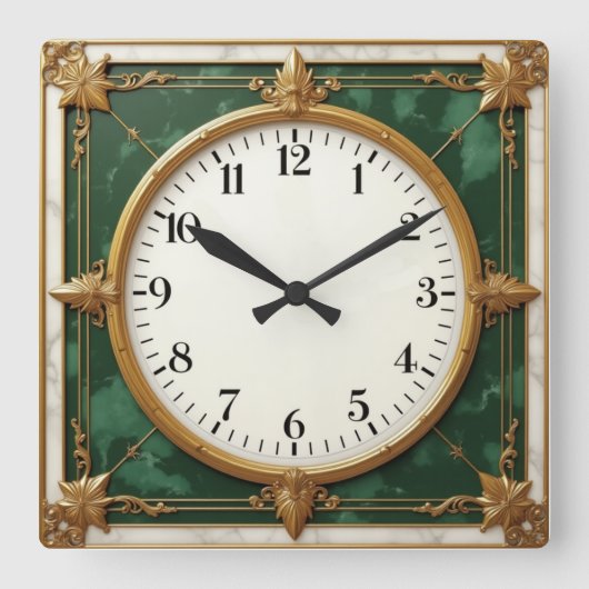 Art Deco Quadratische Wanduhr (Vorderseite)