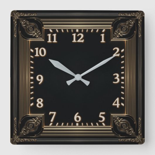Art Deco Quadratische Wanduhr (Vorderseite)