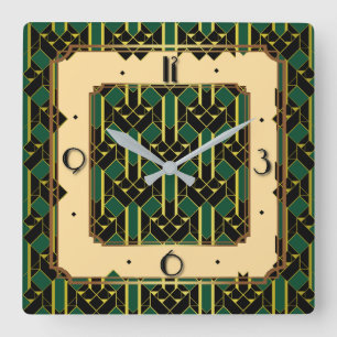 Art Deco Quadratische Wanduhr