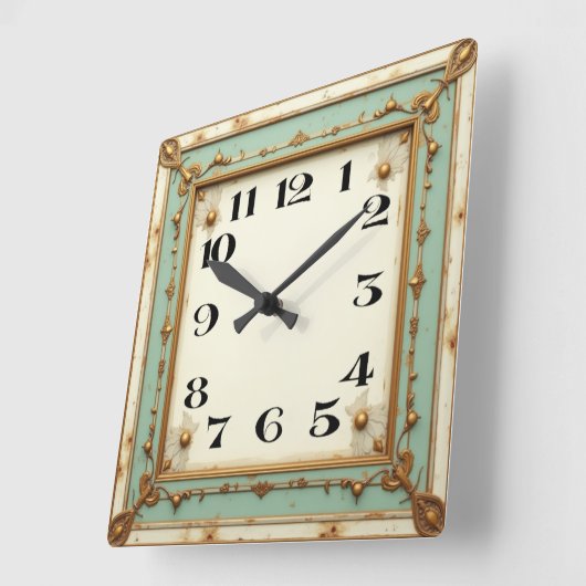 Art Deco Quadratische Wanduhr (Winkel)