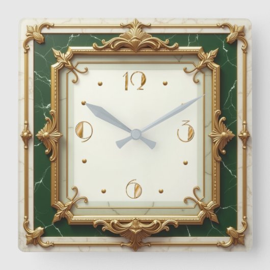 Art Deco Quadratische Wanduhr (Vorderseite)