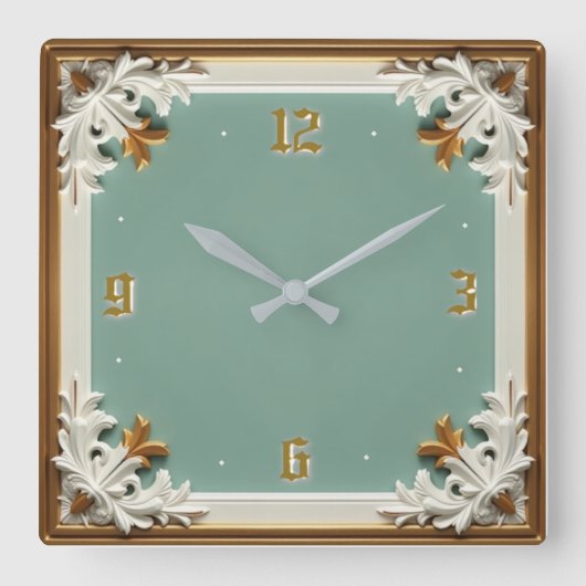 Art Deco  Quadratische Wanduhr (Vorderseite)