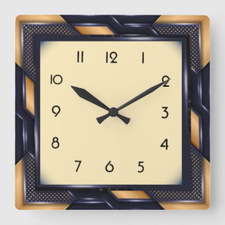 Art Deco Quadratische Wanduhr