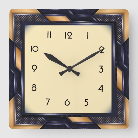 Art Deco Quadratische Wanduhr (Vorderseite)
