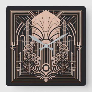 Art Deco Quadratische Wanduhr