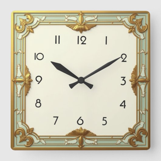 Art Deco Quadratische Wanduhr (Vorderseite)