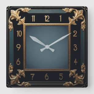Art Deco Quadratische Wanduhr