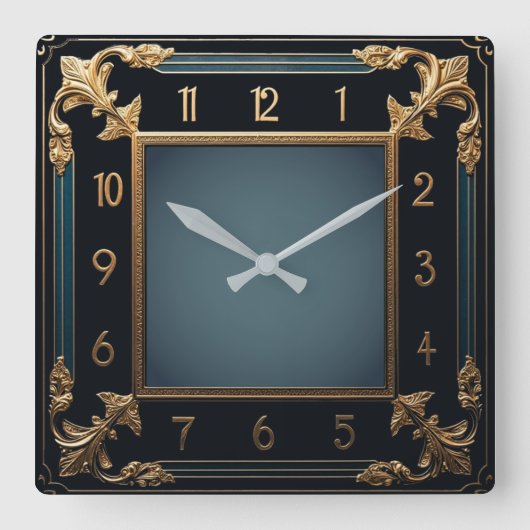Art Deco Quadratische Wanduhr (Vorderseite)