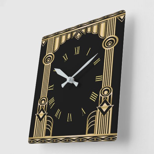 Art Deco Quadratische Wanduhr (Winkel)