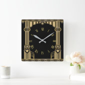 Art Deco Quadratische Wanduhr (Zuhause)