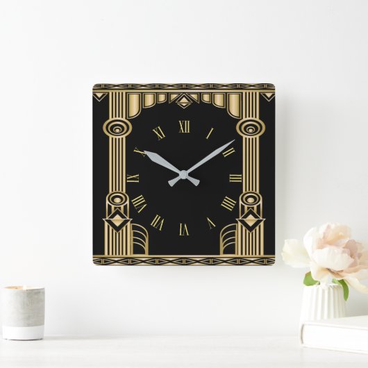 Art Deco Quadratische Wanduhr (Zuhause)