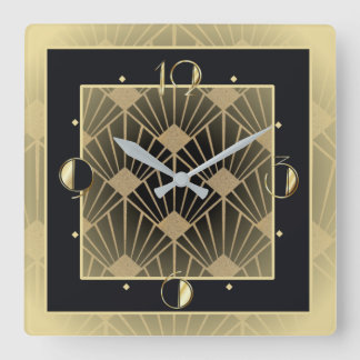 Art Deco Quadratische Wanduhr