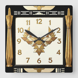 Art Deco Quadratische Wanduhr