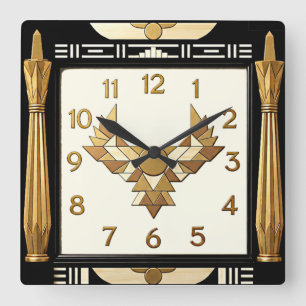Art Deco Quadratische Wanduhr