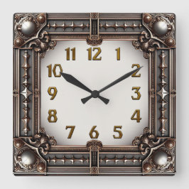 Art Deco Quadratische Wanduhr