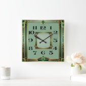 Art Deco Quadratische Wanduhr (Zuhause)