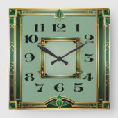 Art Deco Quadratische Wanduhr (Vorderseite)