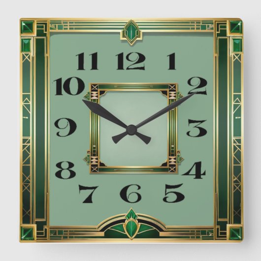 Art Deco Quadratische Wanduhr (Vorderseite)