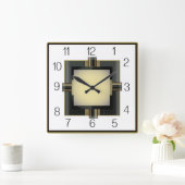 Art Deco Quadratische Wanduhr (Zuhause)