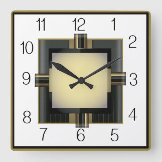 Art Deco Quadratische Wanduhr
