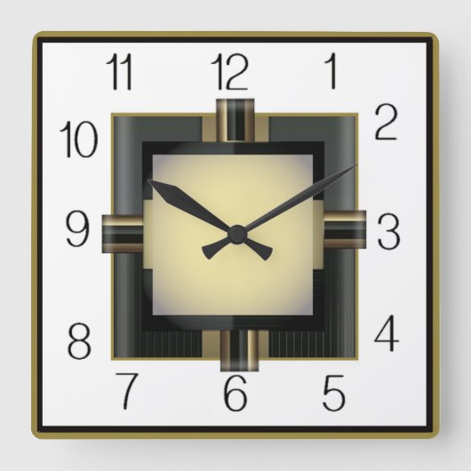 Art Deco Quadratische Wanduhr (Vorderseite)