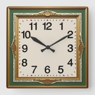 Art Déco Quadratische Wanduhr
